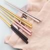 5 Pairs Fashionable and exquisite Korean stainless steel chopsticks 8 colors (Black+Gold) view 2