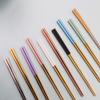 5 Pairs Fashionable and exquisite Korean stainless steel chopsticks 8 colors (Black+Gold) view 3