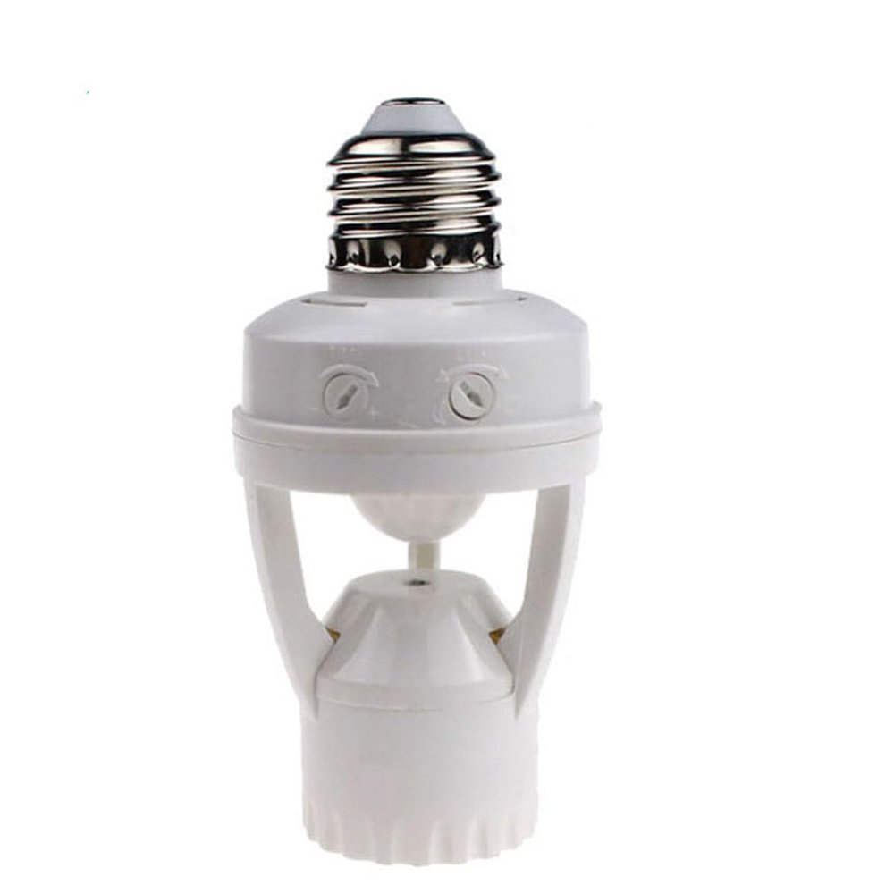 Motion Sensor Light Socket, PIR Motion E26 Screw Bulb Adapter, Adjustable Auto On/Off Night Light Control, Garage Light, for Basement, Pantry Room, Storage Room, Garage Light
