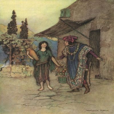Posterazzi Works of Geoffrey Chaucer 1912 Griselda & the Duke Poster Print by Warwick Goble, (18 x 24)