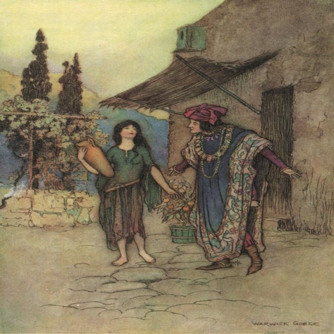 Posterazzi Works of Geoffrey Chaucer 1912 Griselda & the Duke Poster Print by Warwick Goble, (18 x 24)