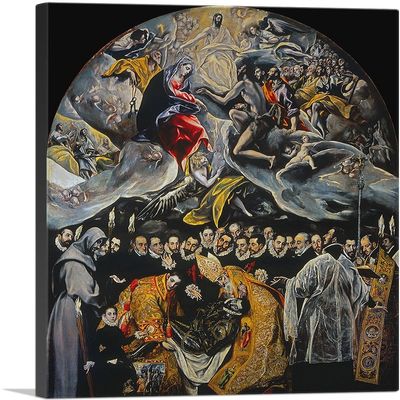 ARTCANVAS The Burial of the Count of Orgaz 1588 Canvas Art Print Stretched Framed Painting Picture Poster Giclee Wall Decor by El Greco - 40" x 26" (0.75" Deep)