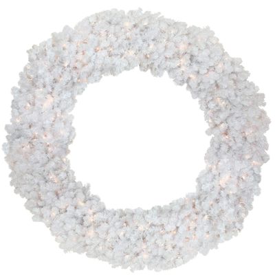 Pre-Lit Commercial Snow Pine Artificial Christmas Wreath - 6' - Clear Lights