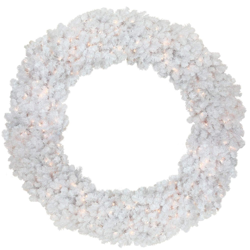 Pre-Lit Commercial Snow Pine Artificial Christmas Wreath - 6' - Clear Lights