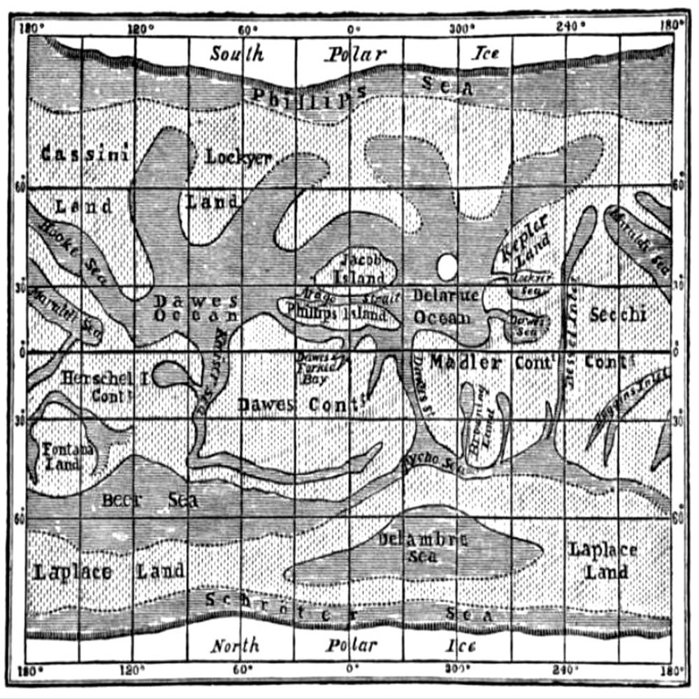 Posterazzi Richard Proctor Mars Map 1860s Poster Print by Science Source, (24 x 18), Varies