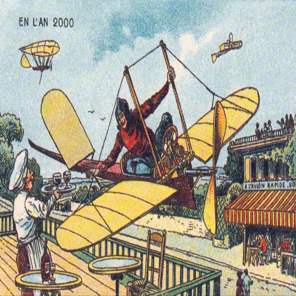 Posterazzi Fly-Thru Cafe 1900s French Postcard Poster Print by Science Source, (24 x 18), Varies