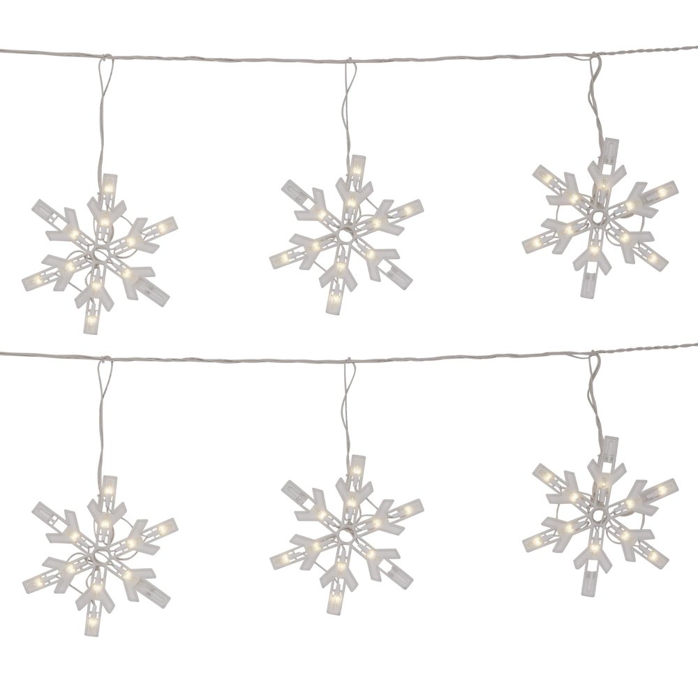 Northlight Twinkling Icicle Snowflake Christmas Lights - Clear - 8.6' White Wire - 100ct