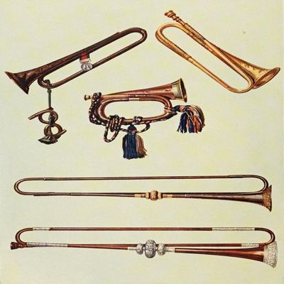Posterazzi Musical Instruments 1921 Cavalry Bugles & Trumpets Poster Print by William Gibb, (18 x 24)