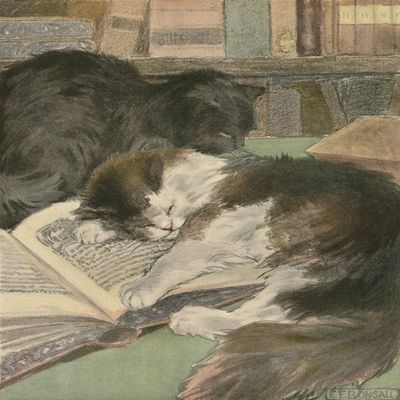 Posterazzi 1903 Cats on book Poster Print by Elizabeth Bonsall, (18 x 24)