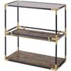 Acme Heleris Glass Top Console Table with Wooden Shelf in Black and Gold view 1