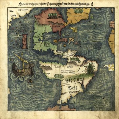 Posterazzi Map of The Americas 1550 Poster Print by Science Source, (24 x 18), Varies