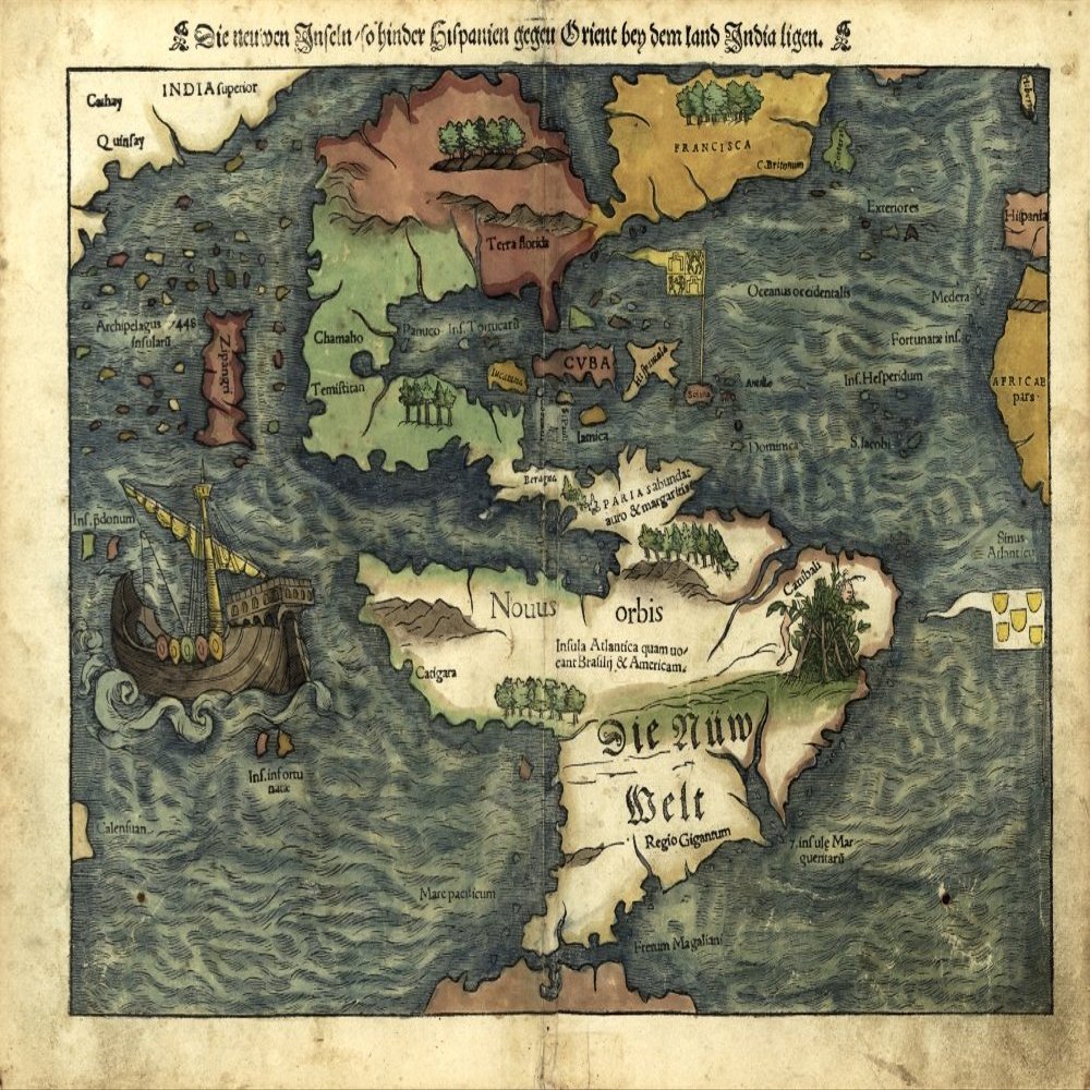 Posterazzi Map of The Americas 1550 Poster Print by Science Source, (24 x 18), Varies