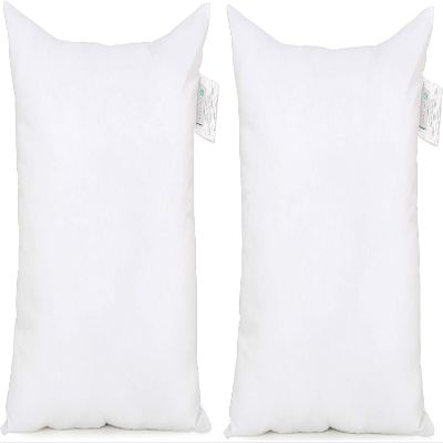 Acanva Down Alternative Throw Pillow Inserts, Hypoallergenic Square Soft Form Stuffer Decorative Cushion Sham Filler, 24x24, White, Set of 2