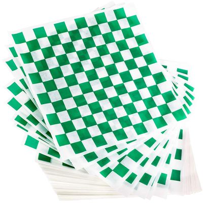 12x12 Grease Resistant Sheet, Green Checkered, Basket Liner, Wrap, 1000 Sheets Per Box, Brown Paper Goods 7B12-HTG
