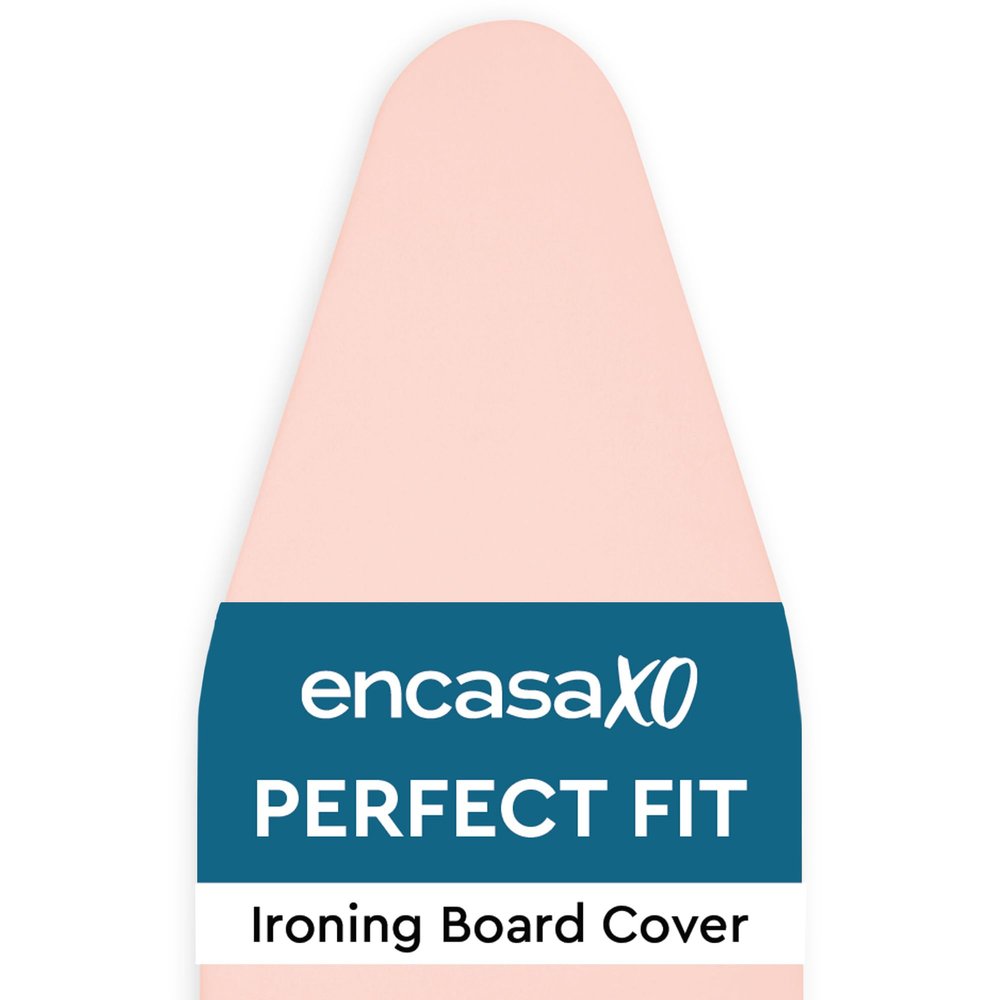 Encasa XO Ironing Board Cover and Pad 49"x18" - 4mm Felt Wide Iron Board Cover with Padding - Heat Resistant, Stain-Safe Dye, Non Slip Elastic Bungee Cord Tightening Iron Table Cover Powder Pink