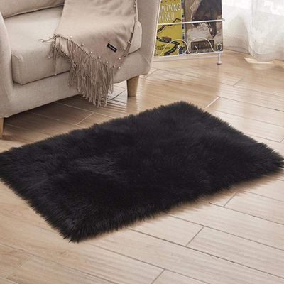 40x71in Luxury Faux Fur Area Rug Shaggy Sheepskin Fluffy Throw Carpet Black Art Rugs Bedroom Living Room Decor