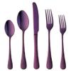 Bisda Purple Silverware Set, 20 Piece Premium 18/8 Stainless Steel Hammered Kitchen Utensil Flatware Cutlery Sets of 4, Mirror Polish, Dishwasher Safe view 1