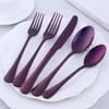 Bisda Purple Silverware Set, 20 Piece Premium 18/8 Stainless Steel Hammered Kitchen Utensil Flatware Cutlery Sets of 4, Mirror Polish, Dishwasher Safe view 2