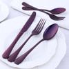 Bisda Purple Silverware Set, 20 Piece Premium 18/8 Stainless Steel Hammered Kitchen Utensil Flatware Cutlery Sets of 4, Mirror Polish, Dishwasher Safe view 3