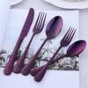 Bisda Purple Silverware Set, 20 Piece Premium 18/8 Stainless Steel Hammered Kitchen Utensil Flatware Cutlery Sets of 4, Mirror Polish, Dishwasher Safe view 4