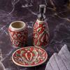 India Meets India Handicraft Ceramic Bathroom Accessories Set-Soap Dish, Liquid Dispenser, Toothbrush Holder Set, Best Gifting, Made by Awarded- Indian Artisan view 1