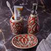India Meets India Handicraft Ceramic Bathroom Accessories Set-Soap Dish, Liquid Dispenser, Toothbrush Holder Set, Best Gifting, Made by Awarded- Indian Artisan view 2