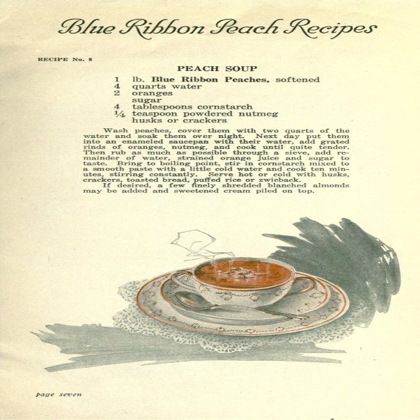 Posterazzi Delicious Recipes Poster Print by California Growers 1920 Peach Soup, (18 x 24)
