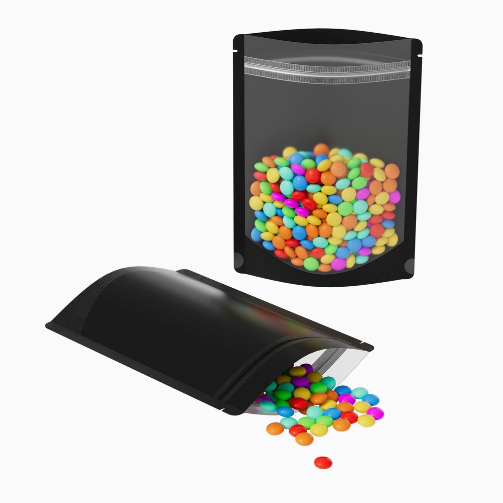 100 Translucent/Black Poly Zip Seal Stand Up Heat Sealable Reusable Pouch (5" x 7", Translucent/Black)