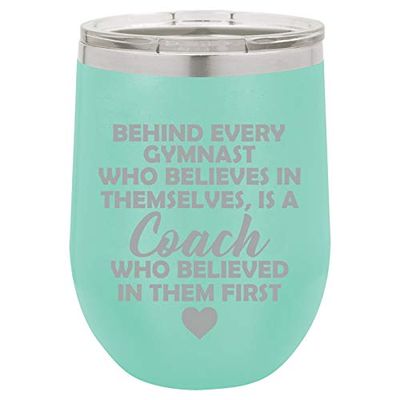 12 oz Double Wall Vacuum Insulated Stainless Steel Marble Stemless Wine Tumbler Glass Coffee Travel Mug With Lid Dancer Gymnastics (Turquoise Green Marble)