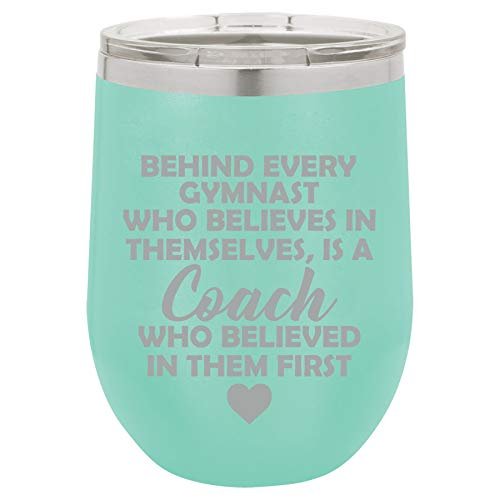 12 oz Double Wall Vacuum Insulated Stainless Steel Marble Stemless Wine Tumbler Glass Coffee Travel Mug With Lid Dancer Gymnastics (Turquoise Green Marble)