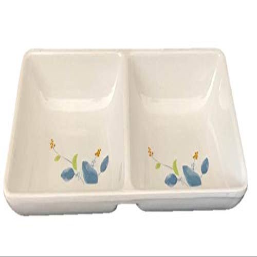 Lucky Star Melamine 2-Compartment Twin Divided Spicy Soy Sauce Dishes Mustard Wasabi Sashimi Rectangular Plastic Dipping Plates, 5-3/4"LX 2-3/4"W X 1"H (2.5 oz/Compartment), IM Series (96 pcs)
