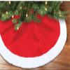 48" Fuzzy Thick Plush Red Christmas Tree Skirt with White Trim view 1