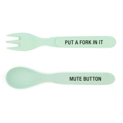 About Face Designs Fork/Spoon Set 5.25" x 1" Mint Green