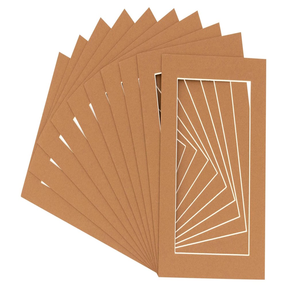 16x20 Mat for 20x24 Frame - Precut Mat Board Acid-Free Show Kit with Backing Board, and Clear Bags Brown 16x20 Photo Matte Made to Fit a 20x24 Picture Frame Matboard for Framing, Pack of 10 Mats