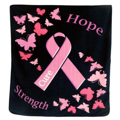 MWS Wholesale (6) Pink Ribbon Breast Cancer 50x60 Polar Fleece Blanket Throw Plush