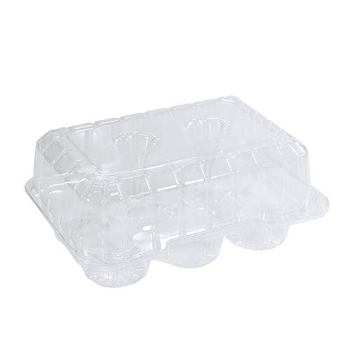 DFI Detroit Forming LBH6656 Clear Hinged Plastic Container for 6 Cupcakes/Muffins - Pack of 10