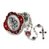 Catholic Rosary Beads with Metal Keepsake Gift Box Set (Lady of Mount Carmel Red) view 1