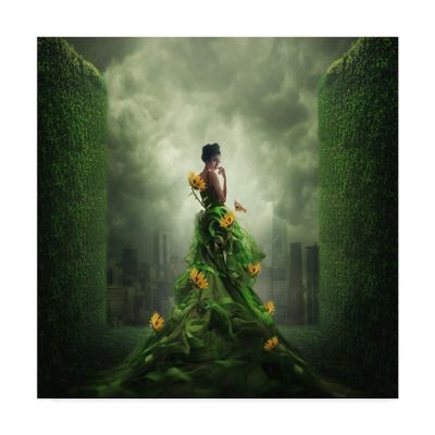 Trademark Fine Art Go Green Woman by Hardibudi, 18x18-Inch, 18x18