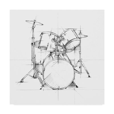 Trademark Fine Art Drum Sketch by Ethan Harper, 18x18-Inch,