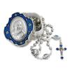 Catholic Rosary Beads with Metal Keepsake Gift Box Set (Padre Pio Blue) view 1