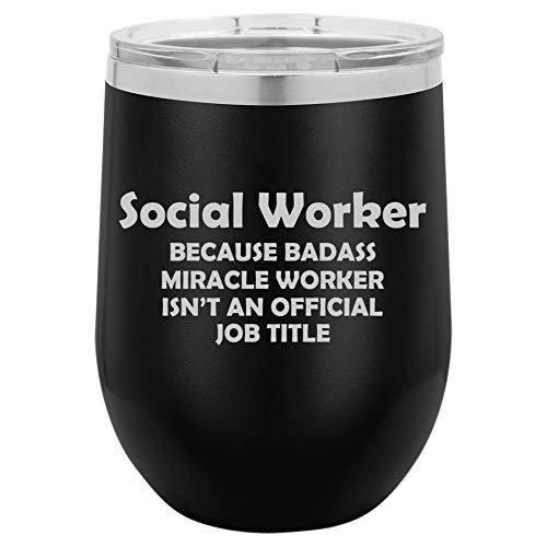 12 oz Double Wall Vacuum Insulated Stainless Steel Stemless Wine Tumbler Glass Coffee Travel Mug With Lid Social Worker Recovery (Teal)