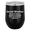 12 oz Double Wall Vacuum Insulated Stainless Steel Stemless Wine Tumbler Glass Coffee Travel Mug With Lid Social Worker Recovery (Teal) view 1