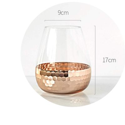 TELLW Nordic Feng Shui Culture vase Simple Gold Vase Water Cup Home Ornament Metal Glass vase