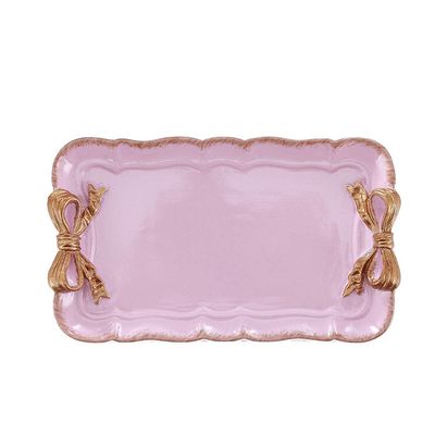 TELLW Nordic Retro Butterfly Knot Resin Jewelry Plate Storage Tray Dim Sum Cake Plate Home Decoration