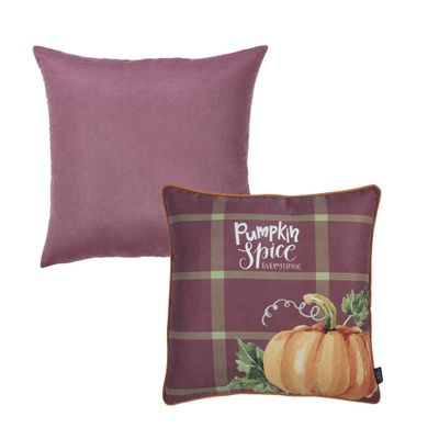 Apolena Fall Season Thanksgiving Halloween Decorative Throw Pillow Case, 18x18, Set of 02, Pumpkin Bordeaux