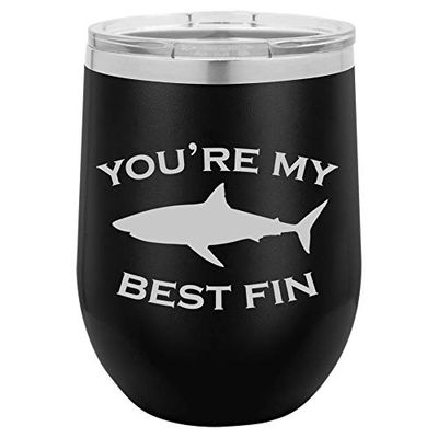 12 oz Double Wall Vacuum Insulated Stainless Steel Stemless Wine Tumbler Glass Coffee Travel Mug With Lid You're My Favorite Thing To Do (Black)