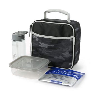 Artic Zone Black Camo Lunch Bag with BPA Free Container, Bottle Ice Pack