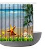 Amagical 3 Pieces Bathroom Mat Set Shower Curtain Set Starfish Sea Beach with Flowers Blue Ocean Bath Mat Contour Mat Shower Curtain with 12 Hooks view 2