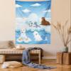 Ambesonne Animal Tapestry Twin Size, Image of Arctics Animals Polar Bears Seal Penguins Wolfs Whales Work of Art, Wall Hanging Bedspread Bed Cover Wall Decor, 68" X 88", White Blue view 1