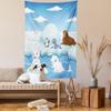 Ambesonne Animal Tapestry Twin Size, Image of Arctics Animals Polar Bears Seal Penguins Wolfs Whales Work of Art, Wall Hanging Bedspread Bed Cover Wall Decor, 68" X 88", White Blue view 2